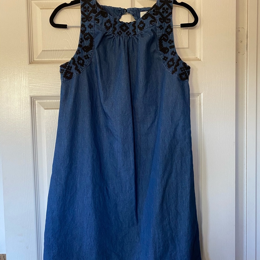 Denim Dress with Black Velvet Print size M
